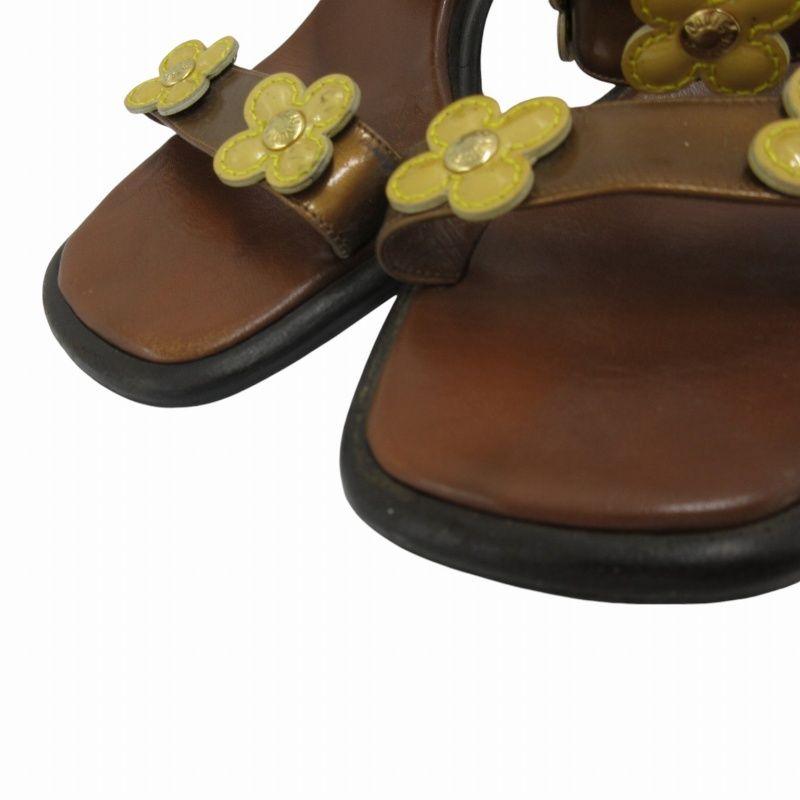 ルイヴィトン LOUIS VUITTON ヴェルニ フラワー サンダル ミュール  