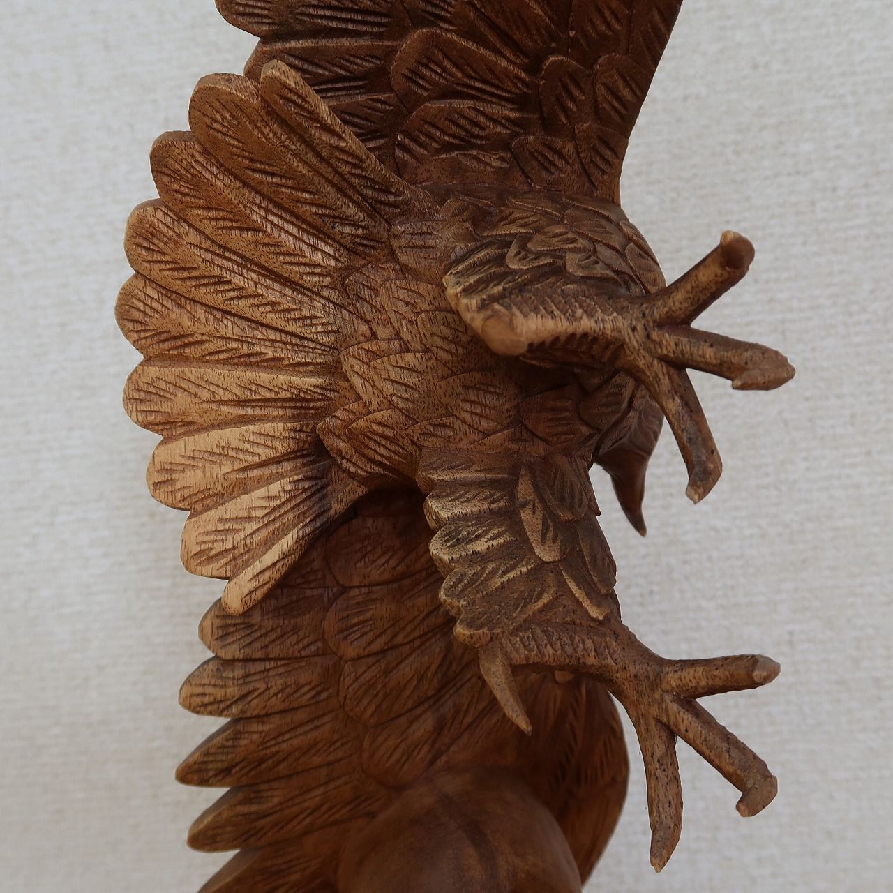 イーグルの木彫り 40cm フライング 鷲の木彫り置物 オブジェ 