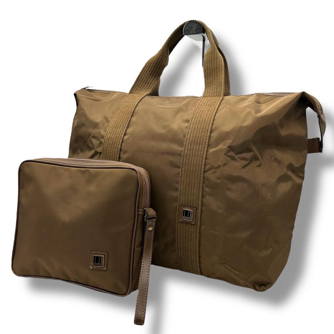 良品 1774 dunhill トートバッグ ナイロン ブラウン クラッチバッグ 良品 1774 dunhill トートバッグ ナイロン ブラウン クラッチ