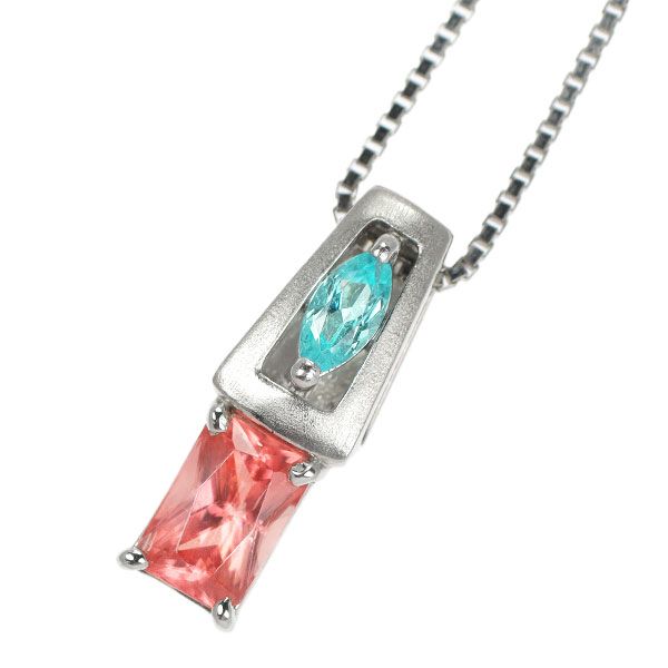 【宝石屋本舗】0.68ct　天然パライバトルマリン・ダイヤモンド　PTネックレス（宝石鑑別書付） ブラジル産 天然パライバトルマリン ダイヤモンド 計0.27ct 中宝研