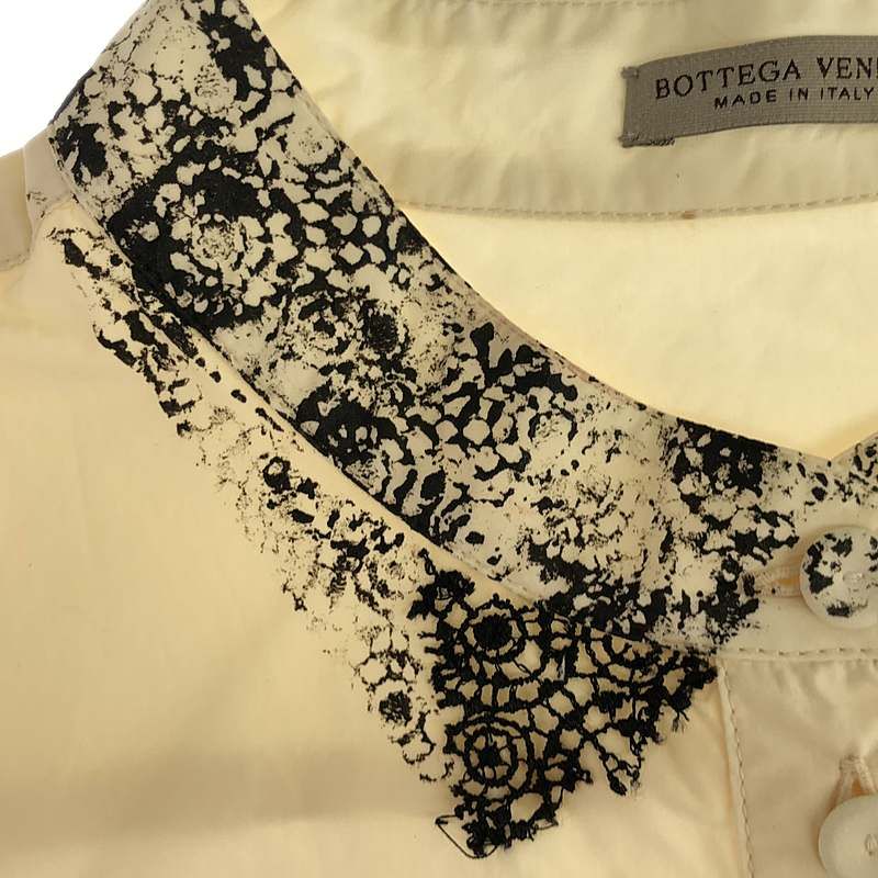 BOTTEGA VENETA / ボッテガヴェネタ | レース装飾 スタンドカラー シャツ ブラウス | 38 | エクリュ/ブラック系 | レディース BOTTEGA VENETA / ボッテガヴェネタ | レース装飾 スタンドカラー
