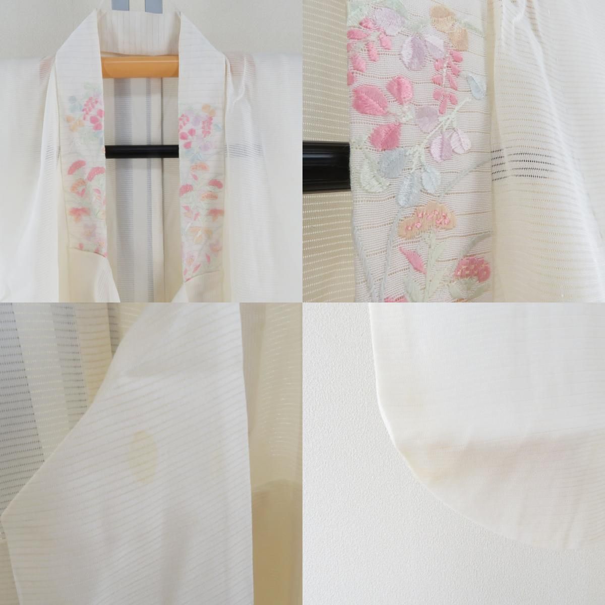 子供着物 夏用 絽 正絹 女の子用 四つ身 襦袢セット サーモンピンク 桜