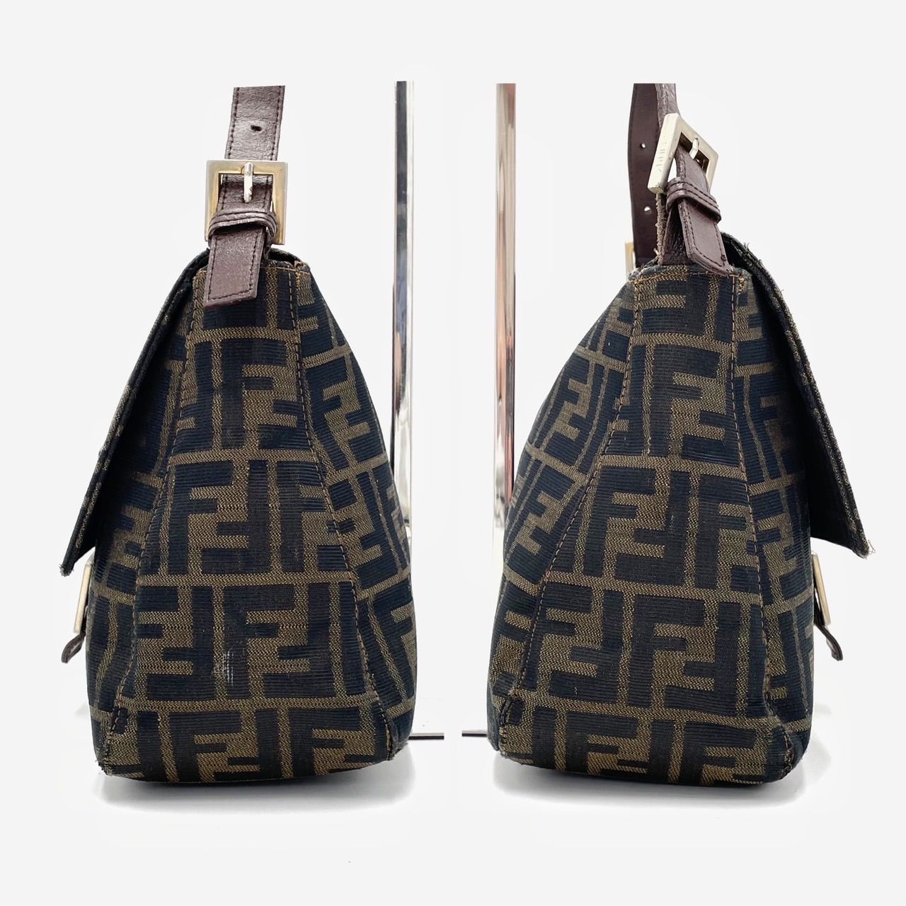 ✨格安✨ FENDI フェンディ ショルダーバッグ トートバッグ マンマバケット ズッカ柄 フラップ ゴールド金具 総柄 ロゴ型押し キャンバスレザー  肩掛け レディース ブラウン 茶色 - メルカリ