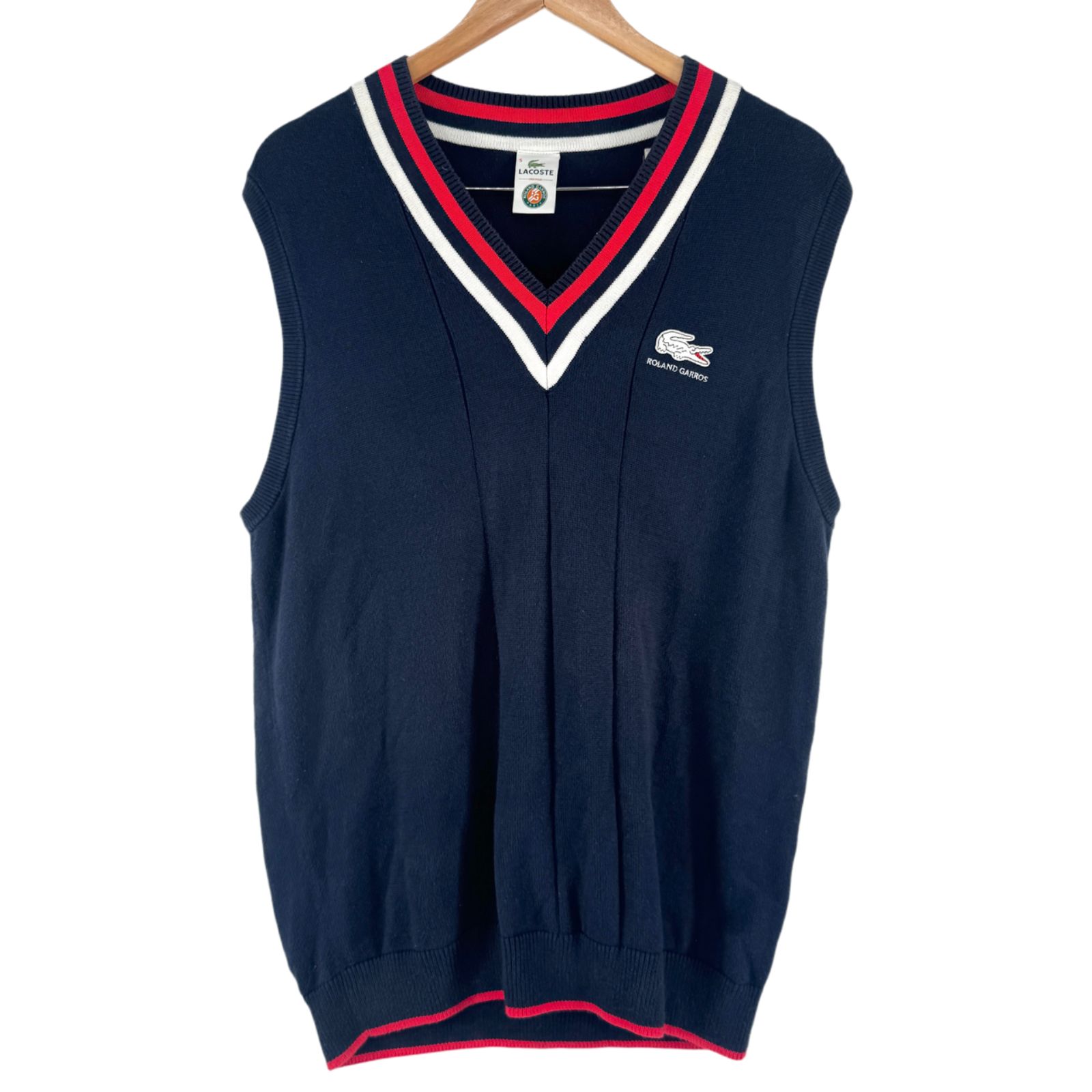 lacoste × ROLAND GARROS 白ワニ ニットベスト サイズ5 L~XL相当 