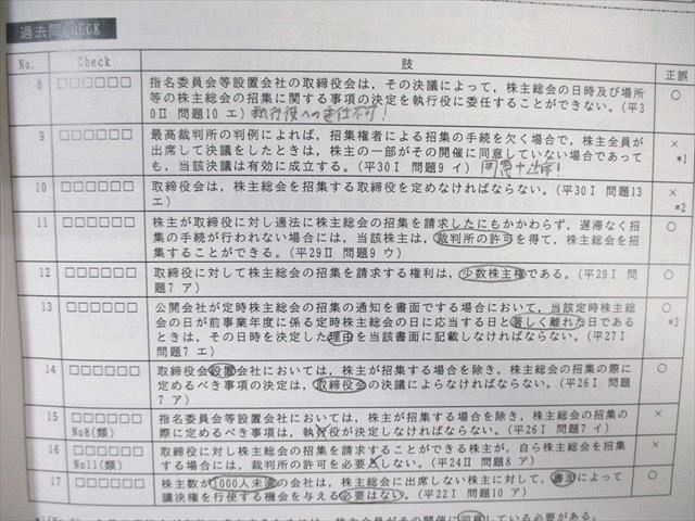 VY03-018 CPA会計学院 公認会計士講座 企業法 短答対策講義 過去問集1/2 2022年合格目標 計2冊 27S4D