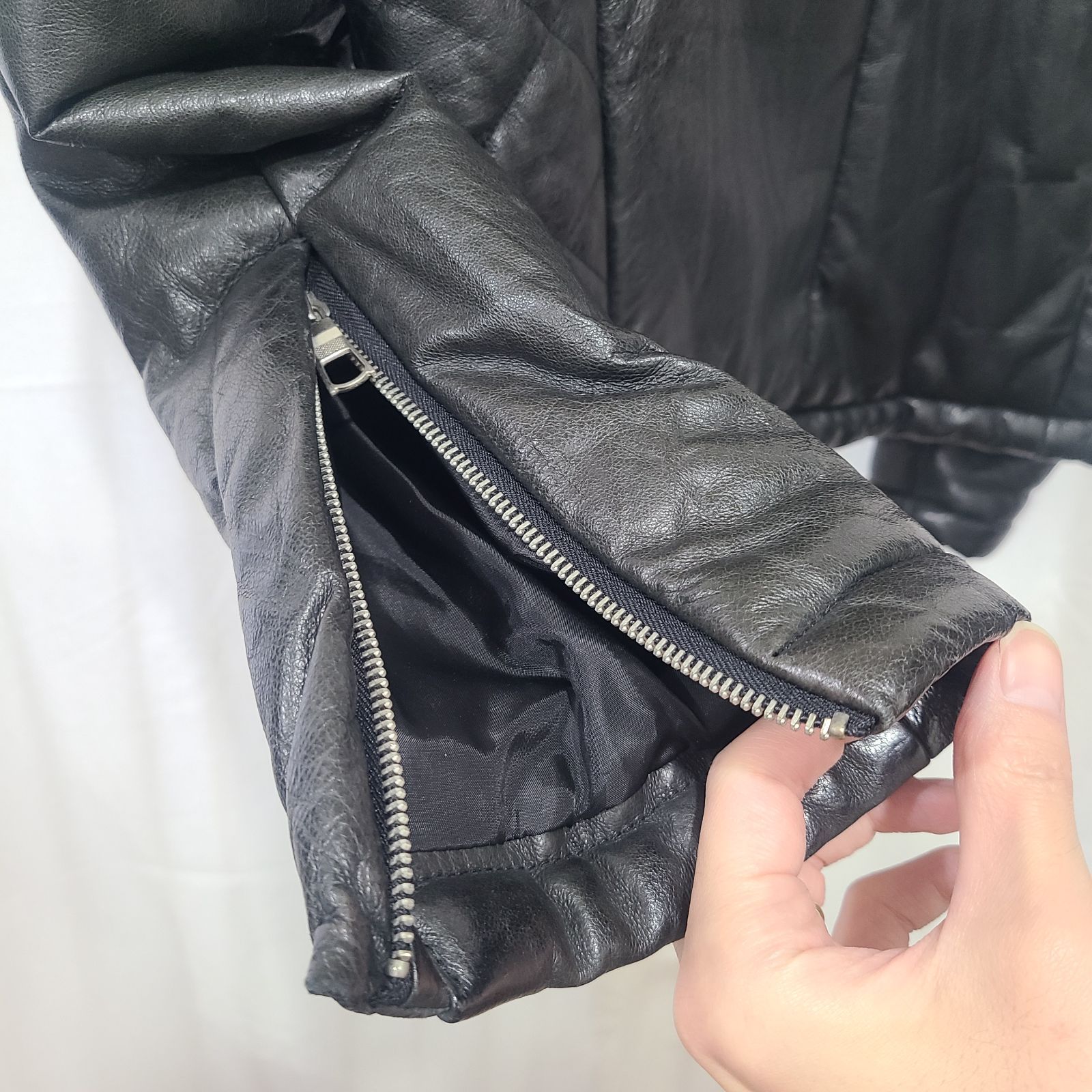 LHP エルエイチピー レザーブルゾン 中綿 ライダース 本革 ブラック L