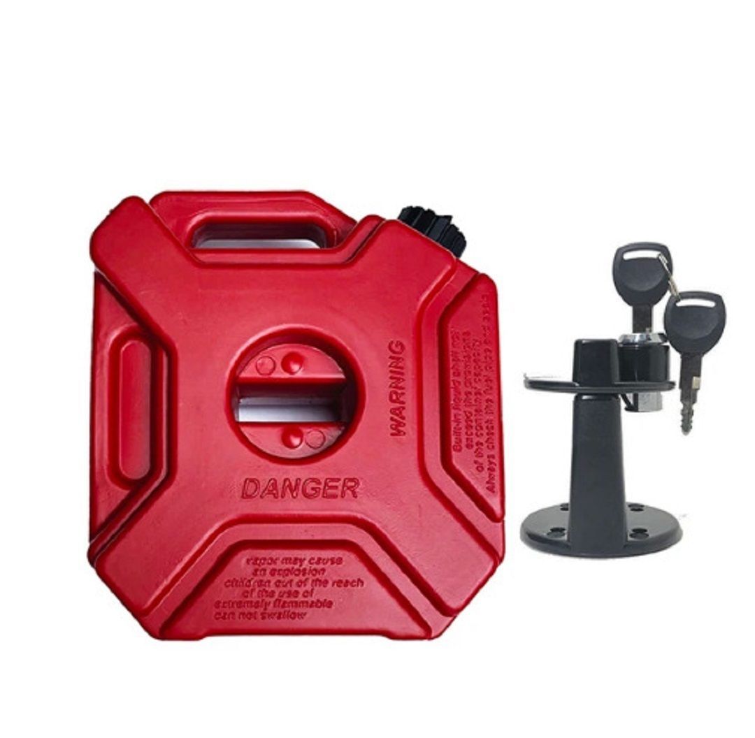 オートバイガソリン燃料予備タンク 携行缶5L ロック＆キー付き 黒