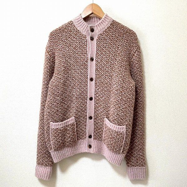 wnc パパス Papas カーディガン M ピンク系 茶 ニット アルパカ混 メンズ 936788
