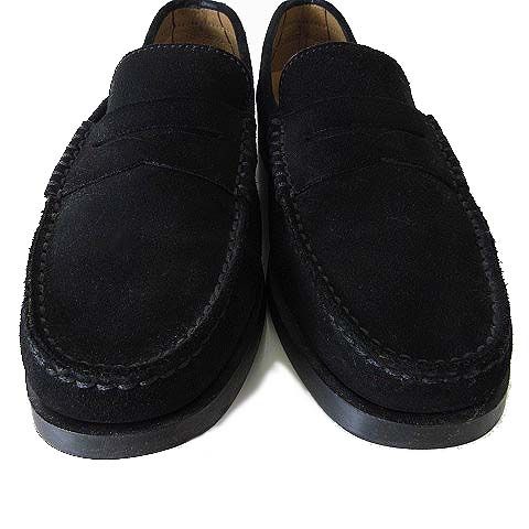 トッズ TOD S ローファー コインローファー スリッポン 本革 スエード レザー ロゴ 刻印 7 黒 ブラック 26.0 cm くつ 靴 シューズ