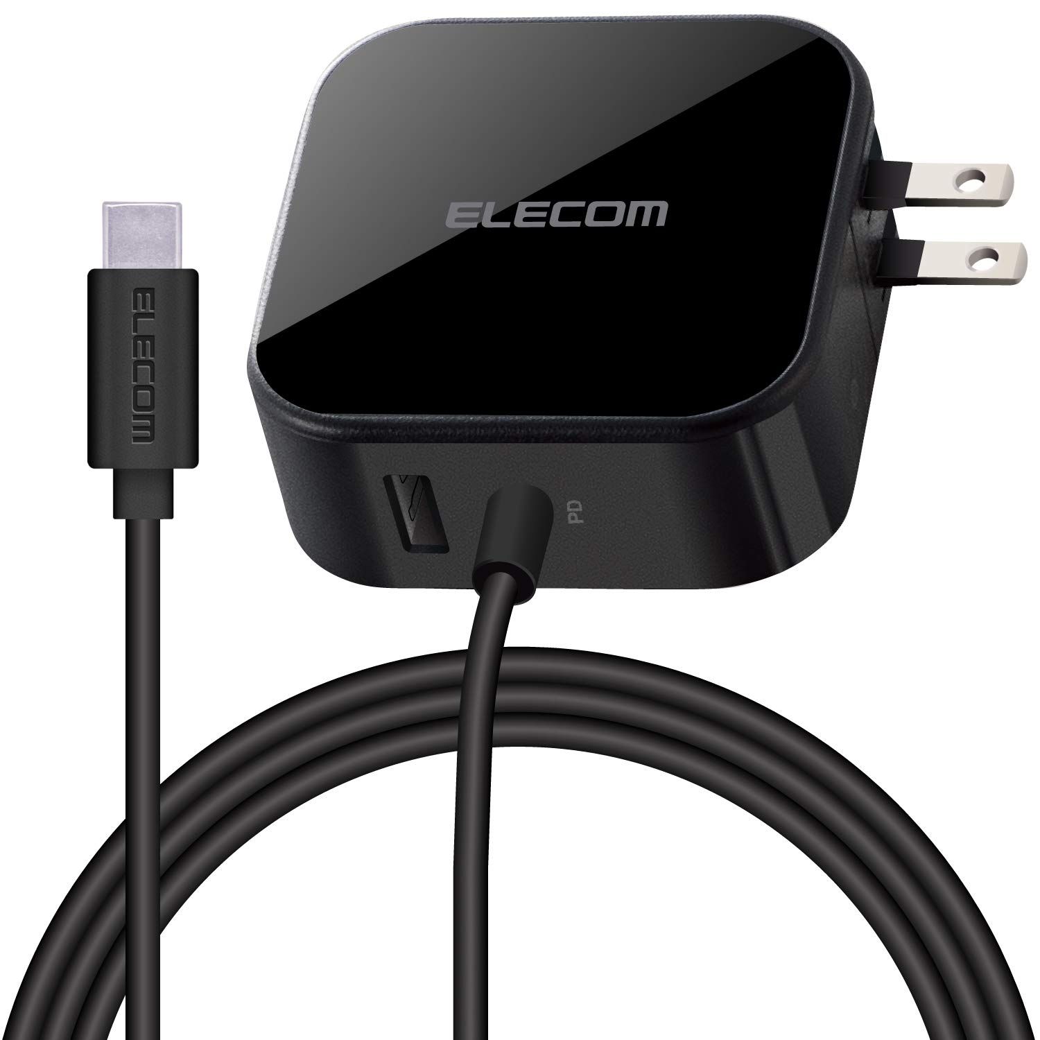 エレコム USB コンセント 充電器 合計42W ( USB PD対応 ) USB-A×1 / Type-Cケーブル 1.5ｍ 【 iPhone/Android/タブレット 対応 】 ブラック MPA-ACCP12BK [ブラック] [1)充電器]