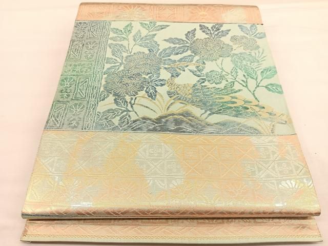 平和屋着物◎六通柄袋帯 花鳥文 金糸 正絹 逸品 BAAU1410hv
