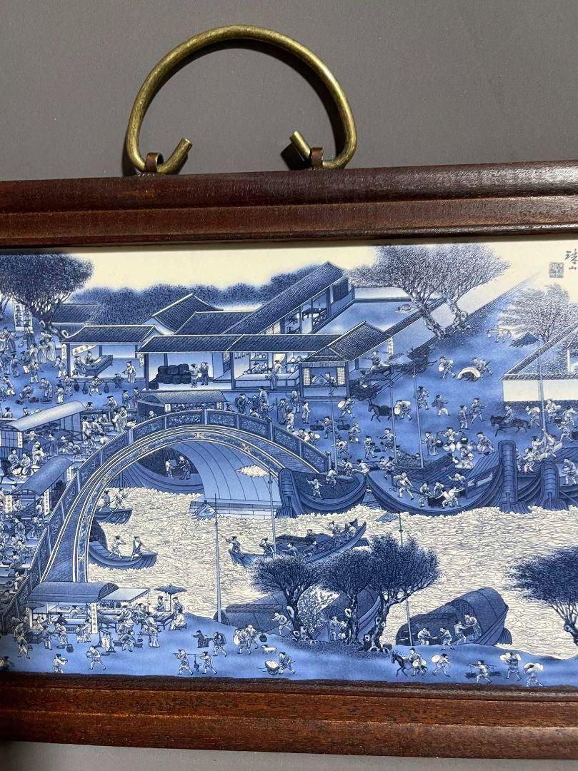 景徳鎮 パステル陶板画画富貴平和 掛け屏応接間 茶室 書斎 装飾品 工芸品 置物 景徳鎮 パステル陶板画画富貴平和 掛け屏応接間 茶室 書斎 装飾