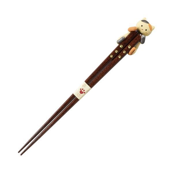 まとめ イシダ猫の箸＆箸置きセット だっこ猫 みけねこ 1膳 ×5セット