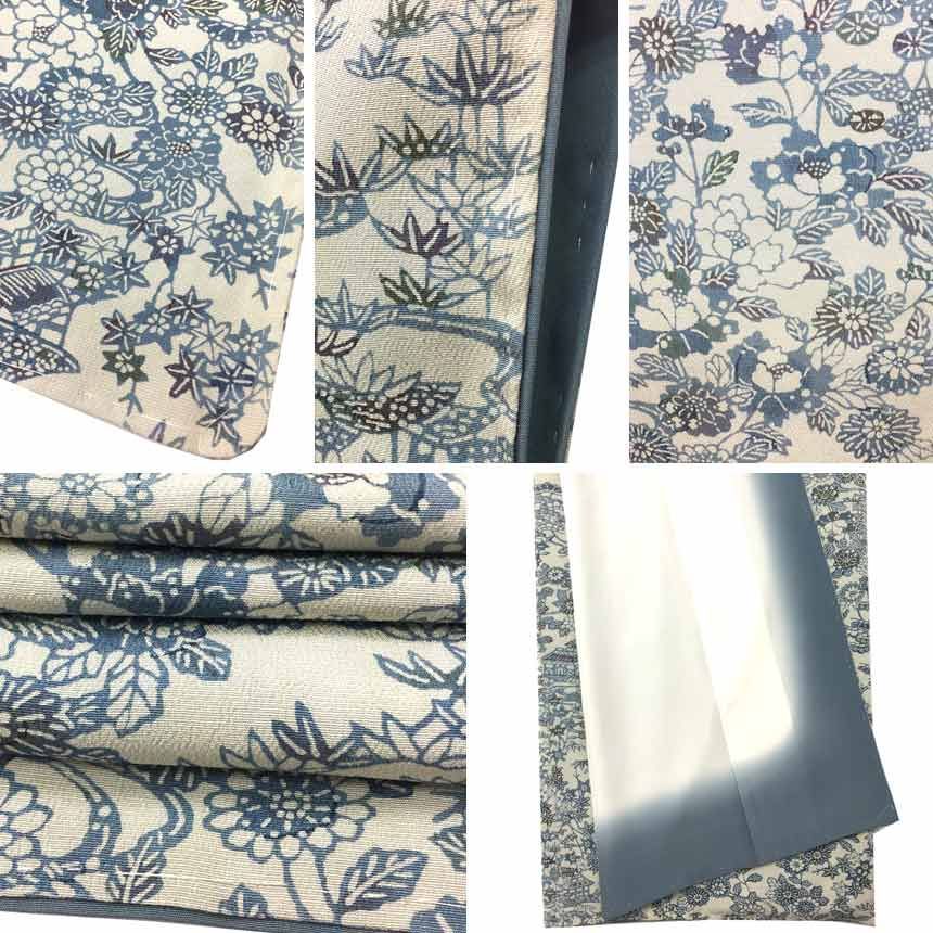 京やC082 正絹 小紋 高級ちりめん 絹100％ 伝統工芸 茶屋辻文様 菊 