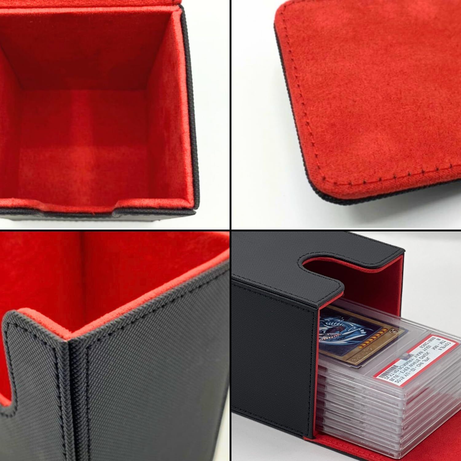 新品 (レッド×ブラック) レザーケース 持ち運び 収納 PSA鑑定 PSA収納