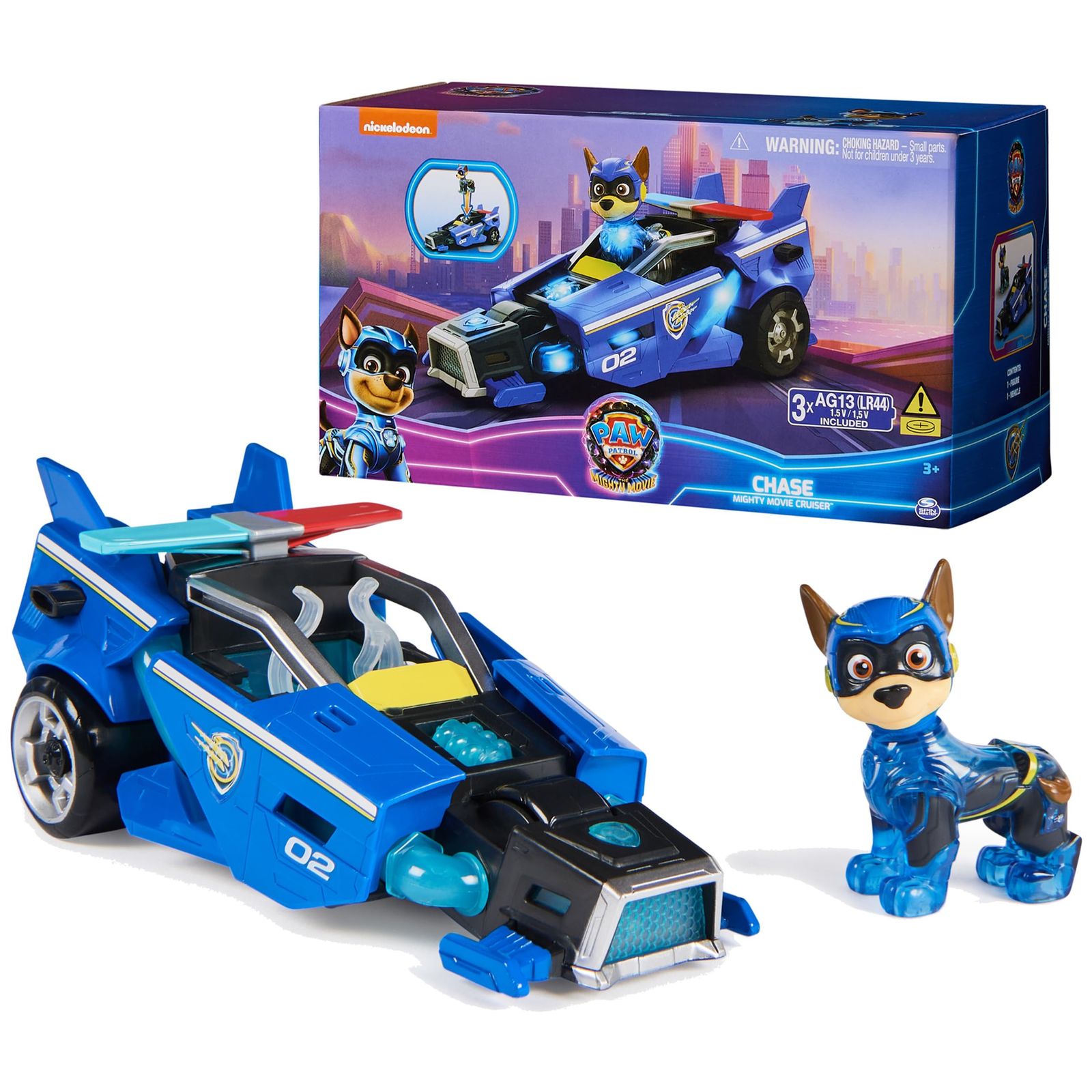 Paw Patrol: The Mighty Movie おもちゃの車 Chase Mighty Pups アクションフィギュア ライトとサウンド 男の子u0026女の子向けキッズおもちゃ 3歳以上 