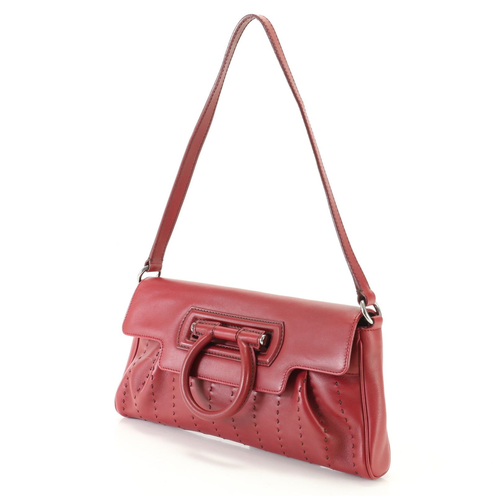 極美品】FERRAGAMO ガンチーニ レッド ハンドバッグ 極美品 Ferragamo