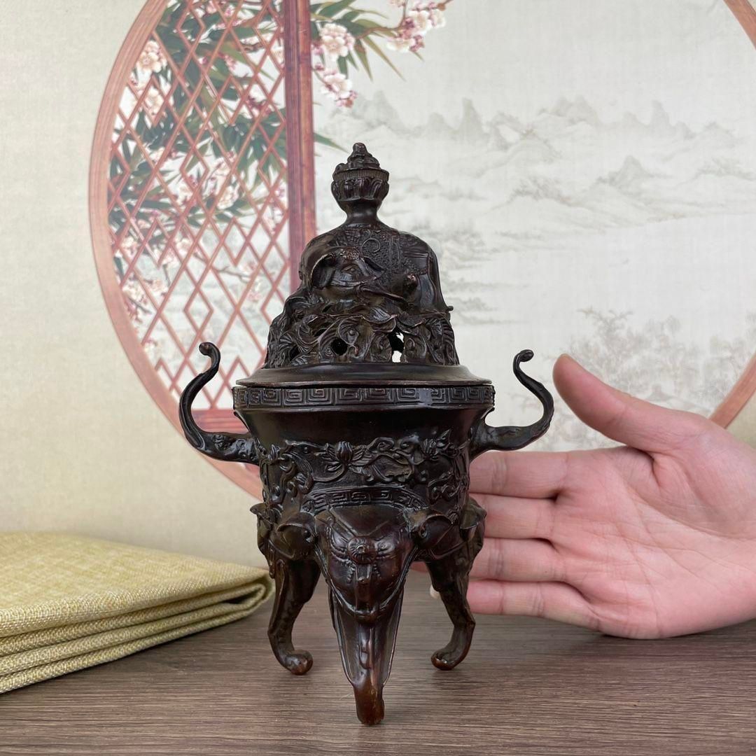 銅細工 香炉 茶香炉 仏道具 工芸品 美術品 置物