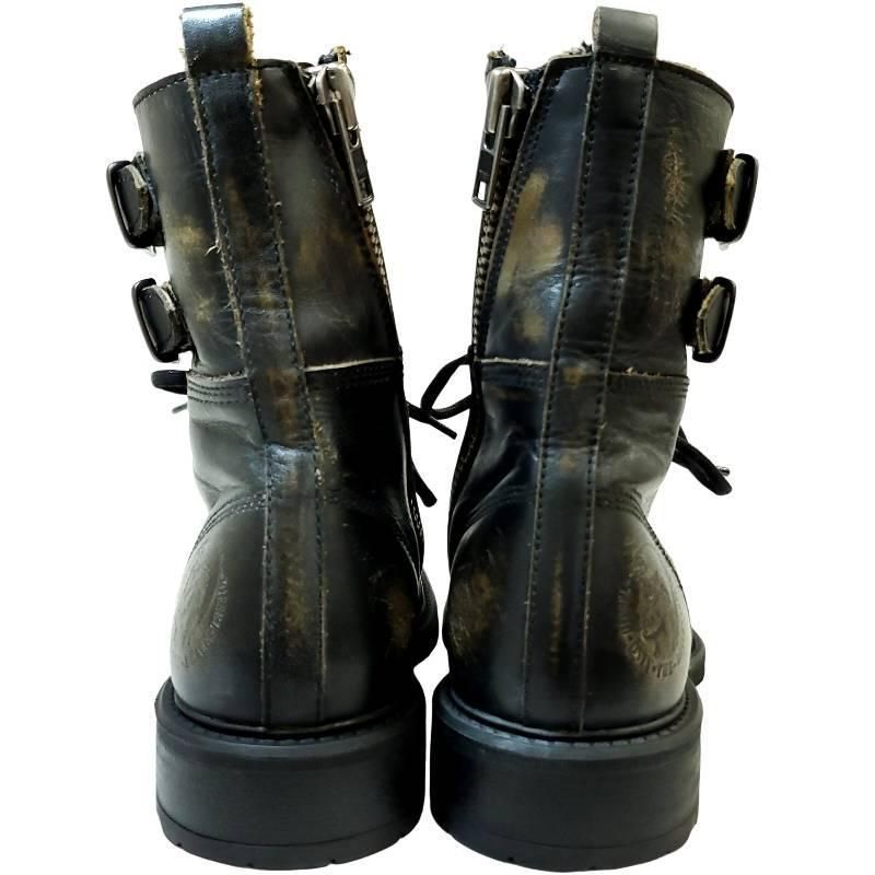 ディーゼル 新品 ダメージ加工 サイドジップ 本革 レザー EU40  