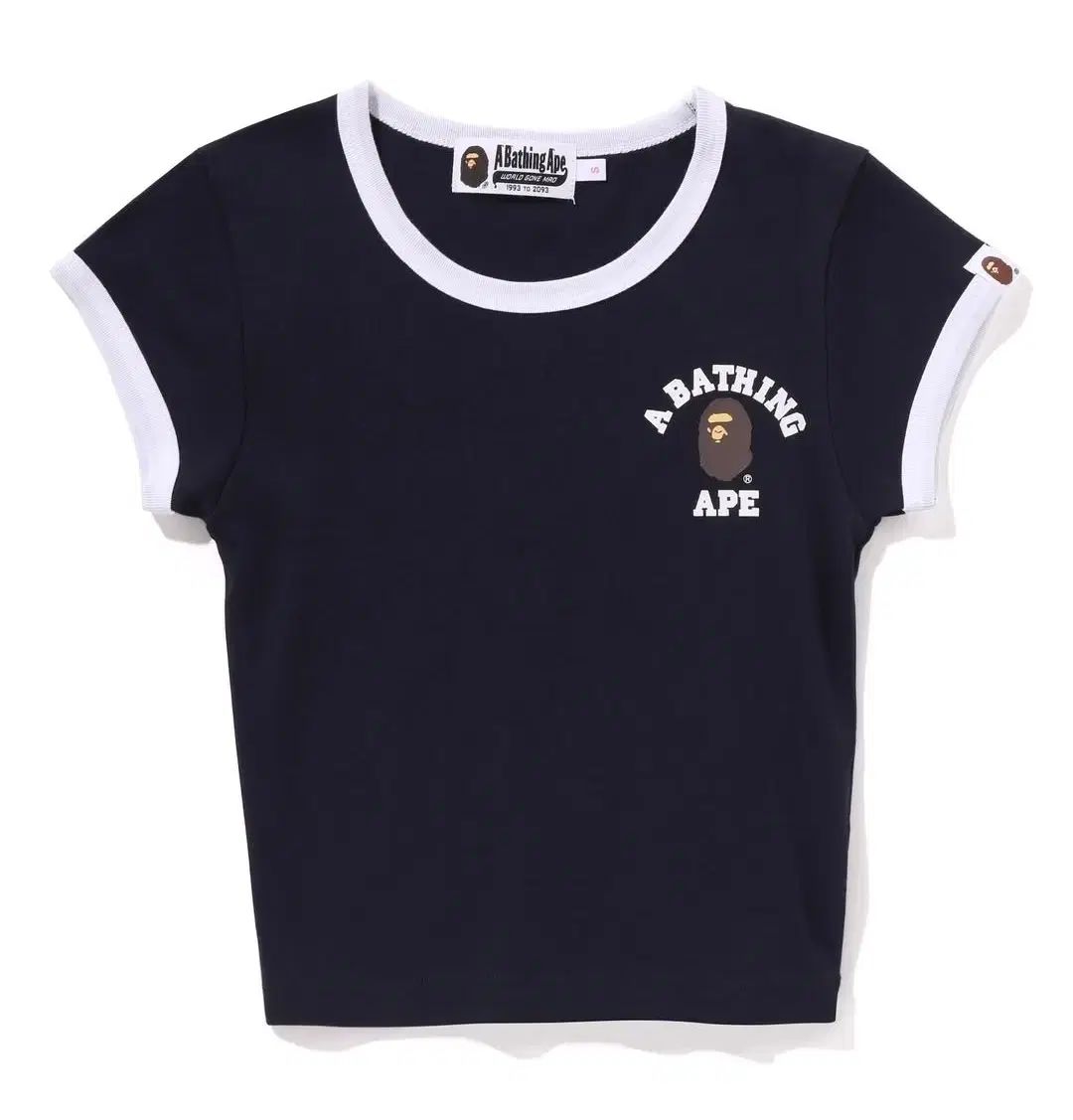 A BATHING APE アベイシングエイプ レディース M カレッジ クロップド トリム Tシャツ