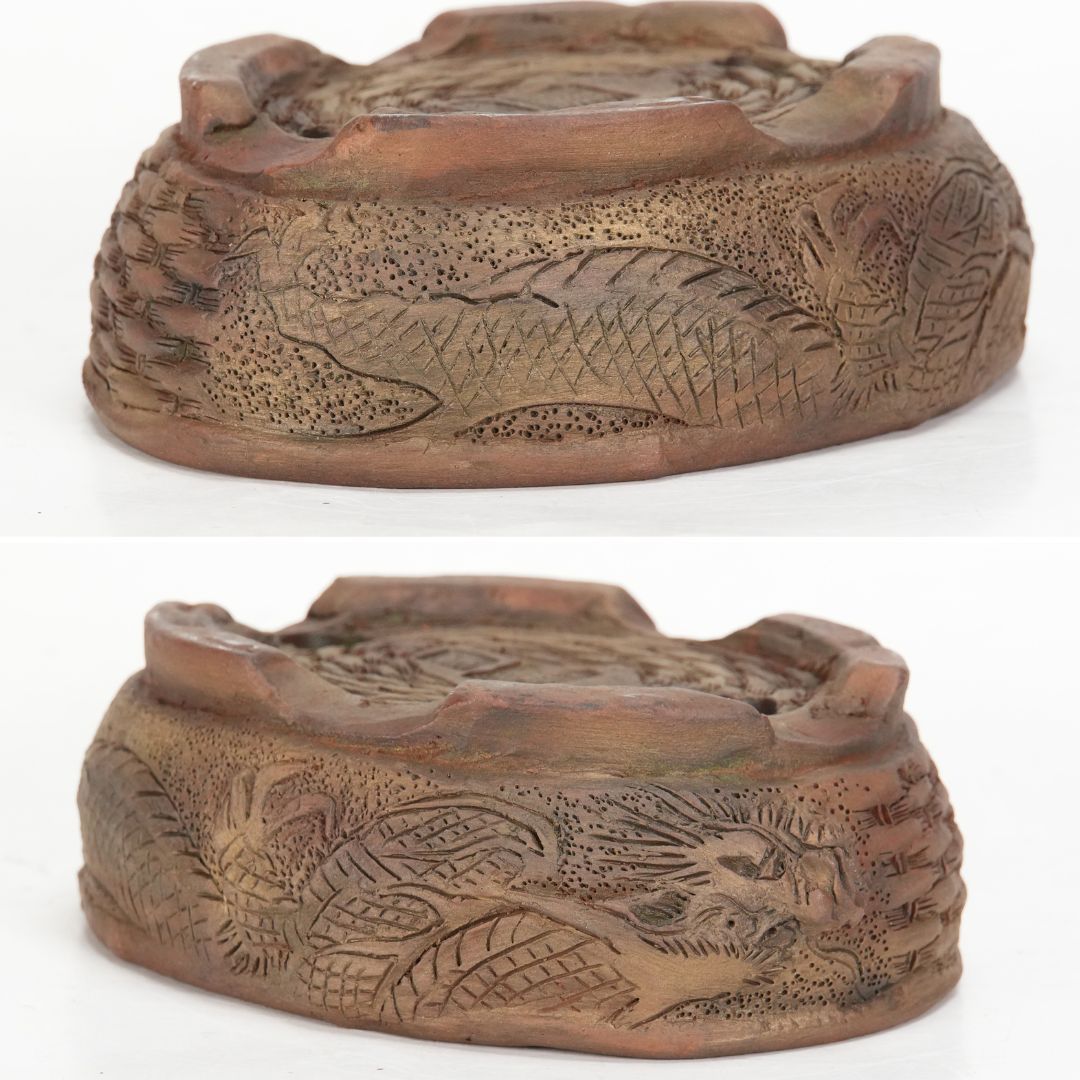 2つ 陶器鉢 中古 クレーター 月面 植木鉢 益子焼｜▽植木鉢,銀河鉢