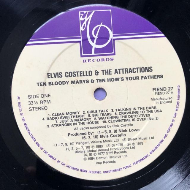 1984年 英国オリジナルリリース盤 Elvis Costello & The Attractions