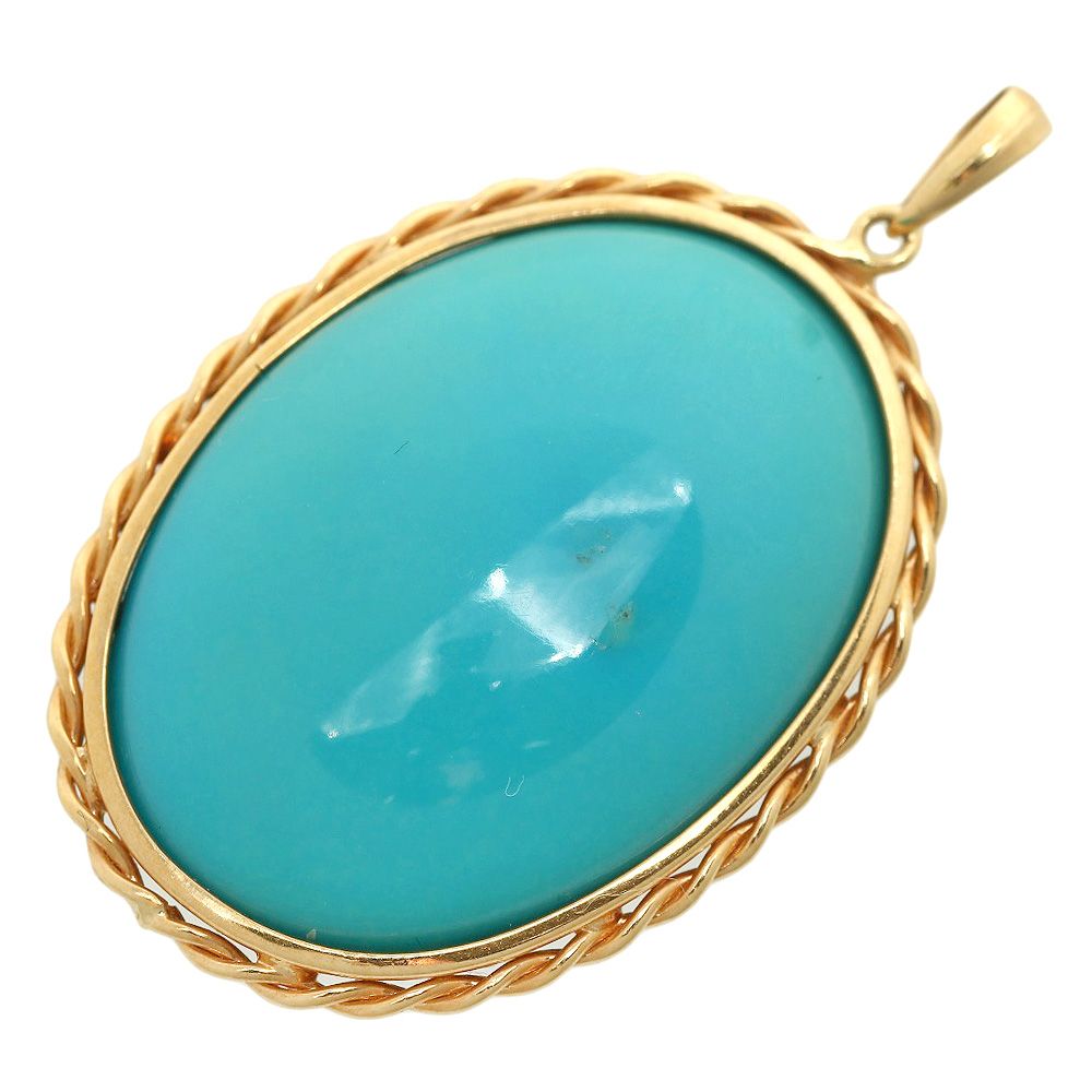 本物保証】 鑑付 新品同様 天然トルコ石 ペンダント K18YG ターコイズ