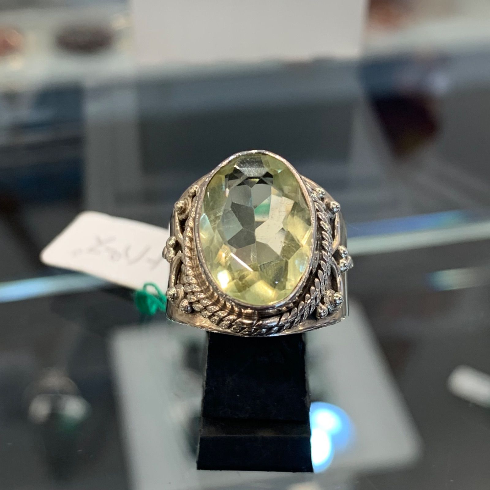 シルバーリング シトリン ダイヤモンドカット ハンドメイド シルバーリング シトリン 天然石 ダイヤモンドカット