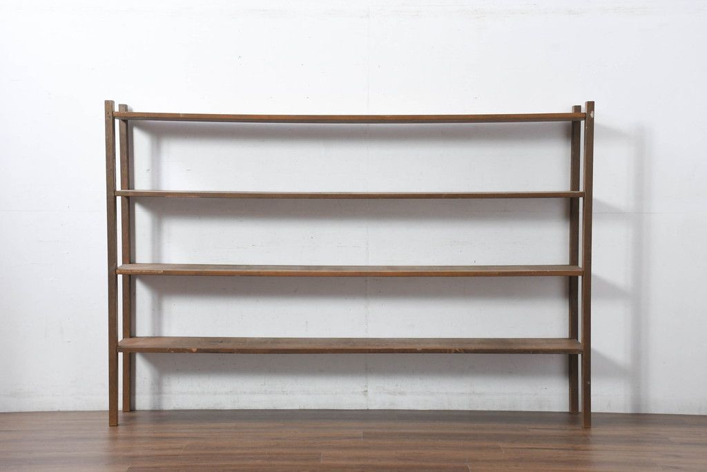 ラワン材 2段収納棚　陳列棚 飾り棚 本棚 ラック シェルフ 古家具 昭和レトロ ラワン材 2段収納棚 陳列棚 飾り棚 本棚 ラック シェルフ 古家具