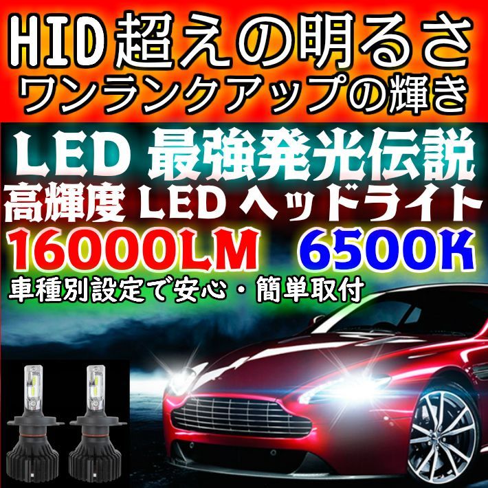 LEDヘッドライト 最強発光伝説16000LM フィットHYBRID【FIT HYBRID】 GP1 RS含む H24.5 ～ H25.8 H4 HI/ Lo切替 車用 安心取付 HID超え - メルカリ