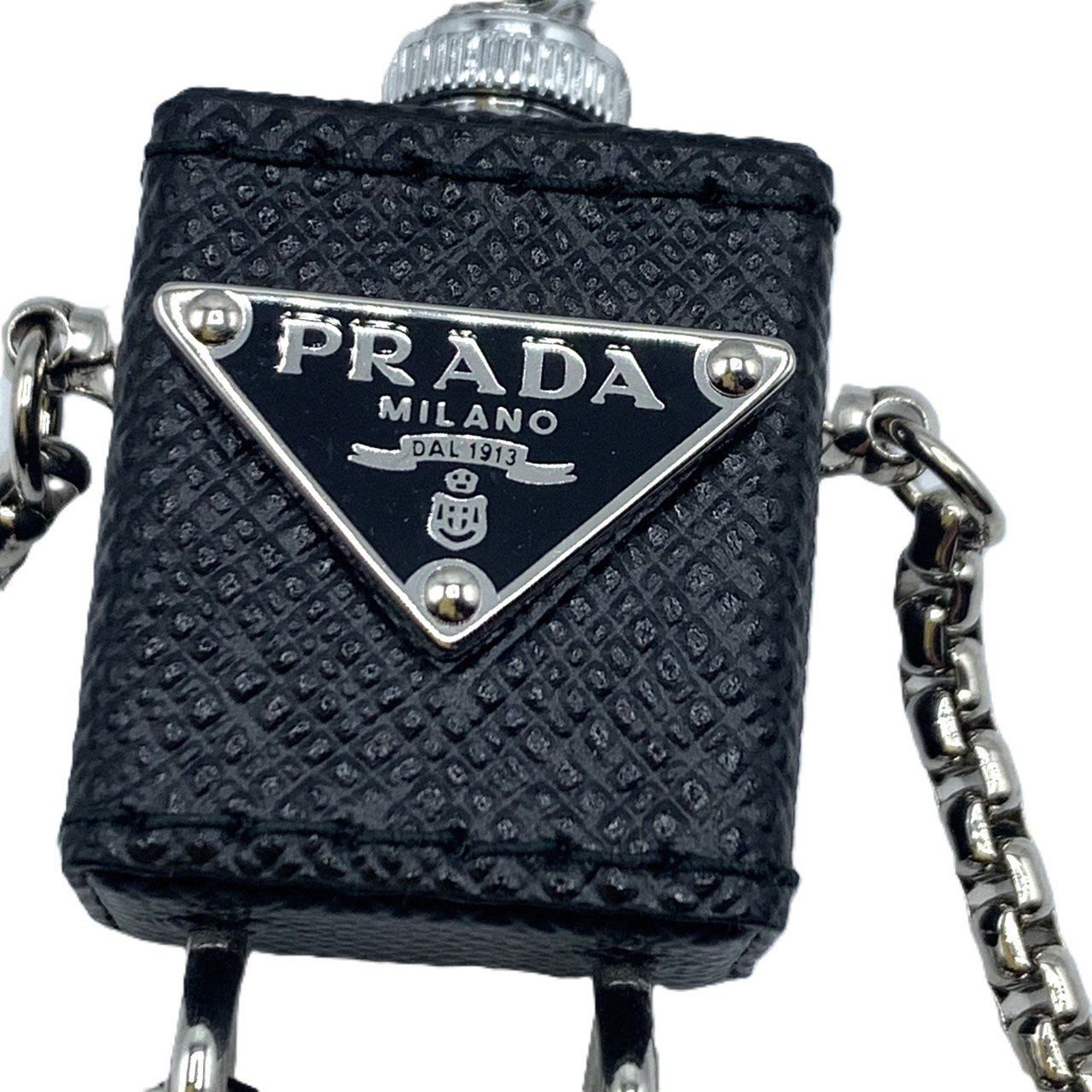 プラダ ロボット チャームキーホルダー シルバー×ブラック 三角ロゴ