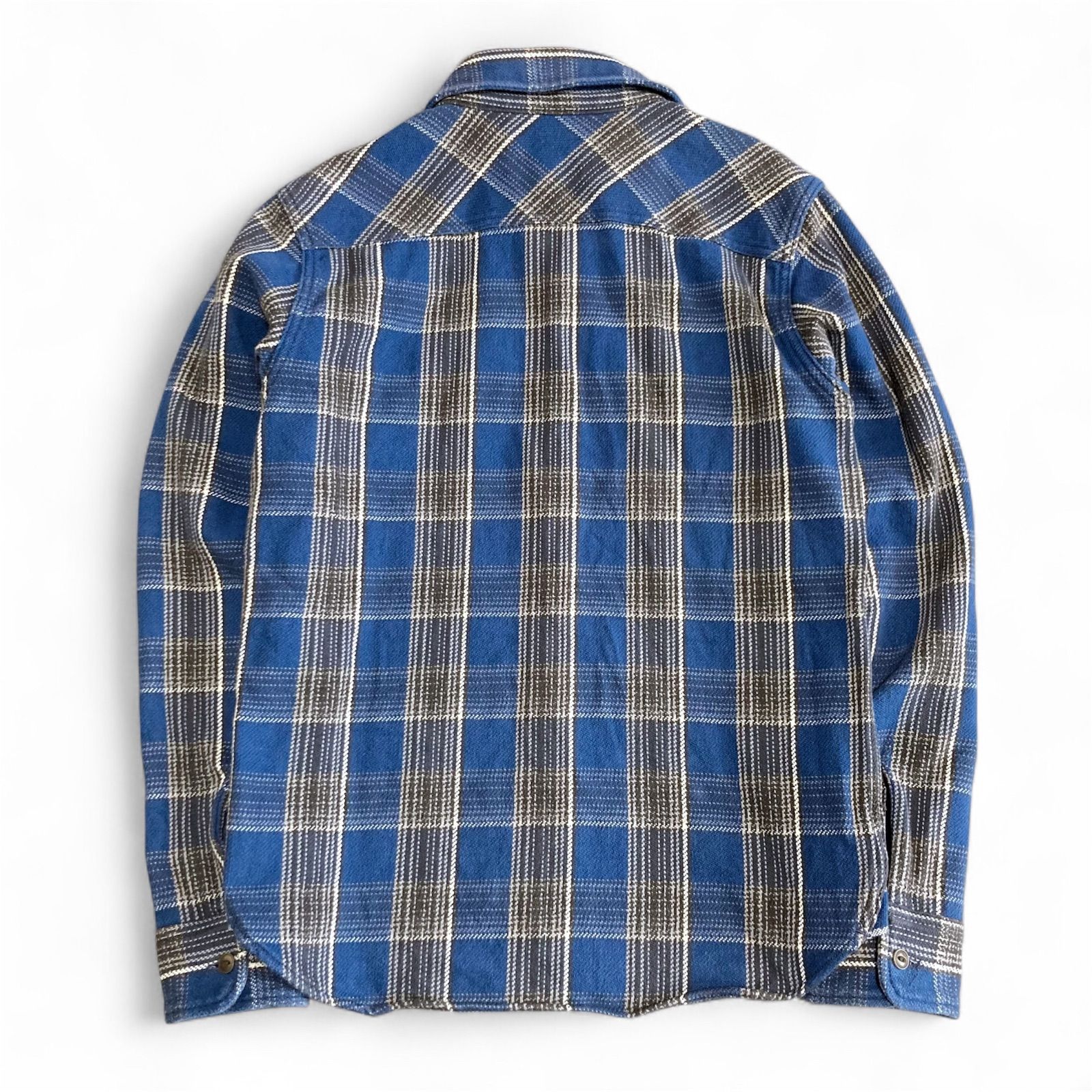 UES ヘビーネルシャツ ブルー×グレー サイズ2