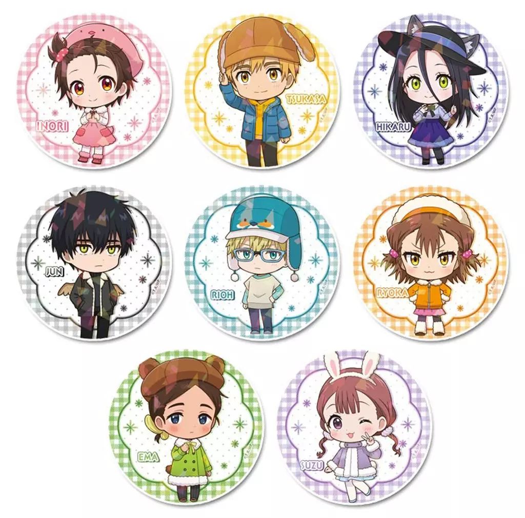 化粧箱入 メダリスト トレーディングホログラム 缶バッジ 8種 コンプセット 中古】バッジ・ビンズ 全8種セット 「メダリスト ぷちちょこ