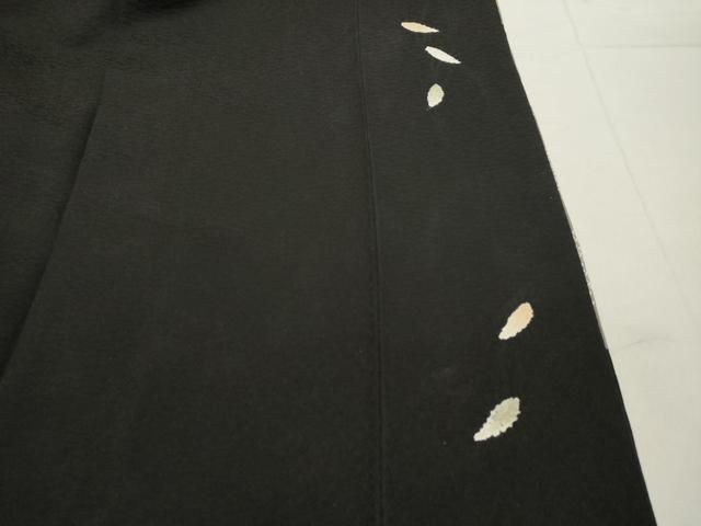 平和屋着物○訪問着 絞り 枝垂れ草花文 黒地 金彩 正絹 逸品