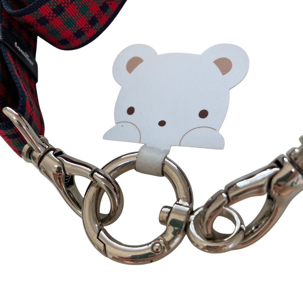 新品同様 familiar ファミリア チェック柄 くま ショルダーストラップ