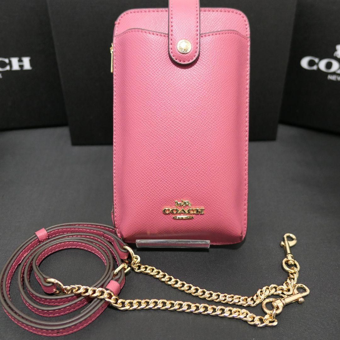 新品未使用 COACH コーチ スマホショルダーフォン クロスボディー ピンク - メルカリ