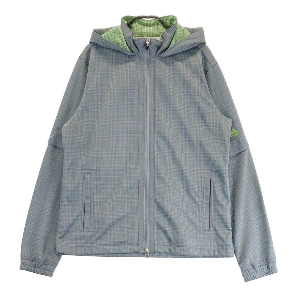 サイズ：L/G ADIDAS GOLF アディダスゴルフ  フード付 2WAY ジップジャケット チェック柄 グレー系 [240101350068] ゴルフウェア メンズ ストスト
