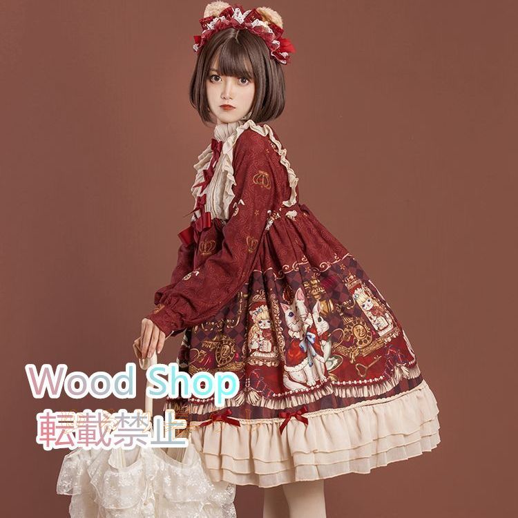 OP オリジナルロリータ カジュアル ワンピース ロングドレス ヘアアクセサリー付き ロリータ 高品質 コスプレ 衣装 コスチューム 撮影用 イベント 文化祭 メイド喫茶 メイドカフェ S～XLサイズ
