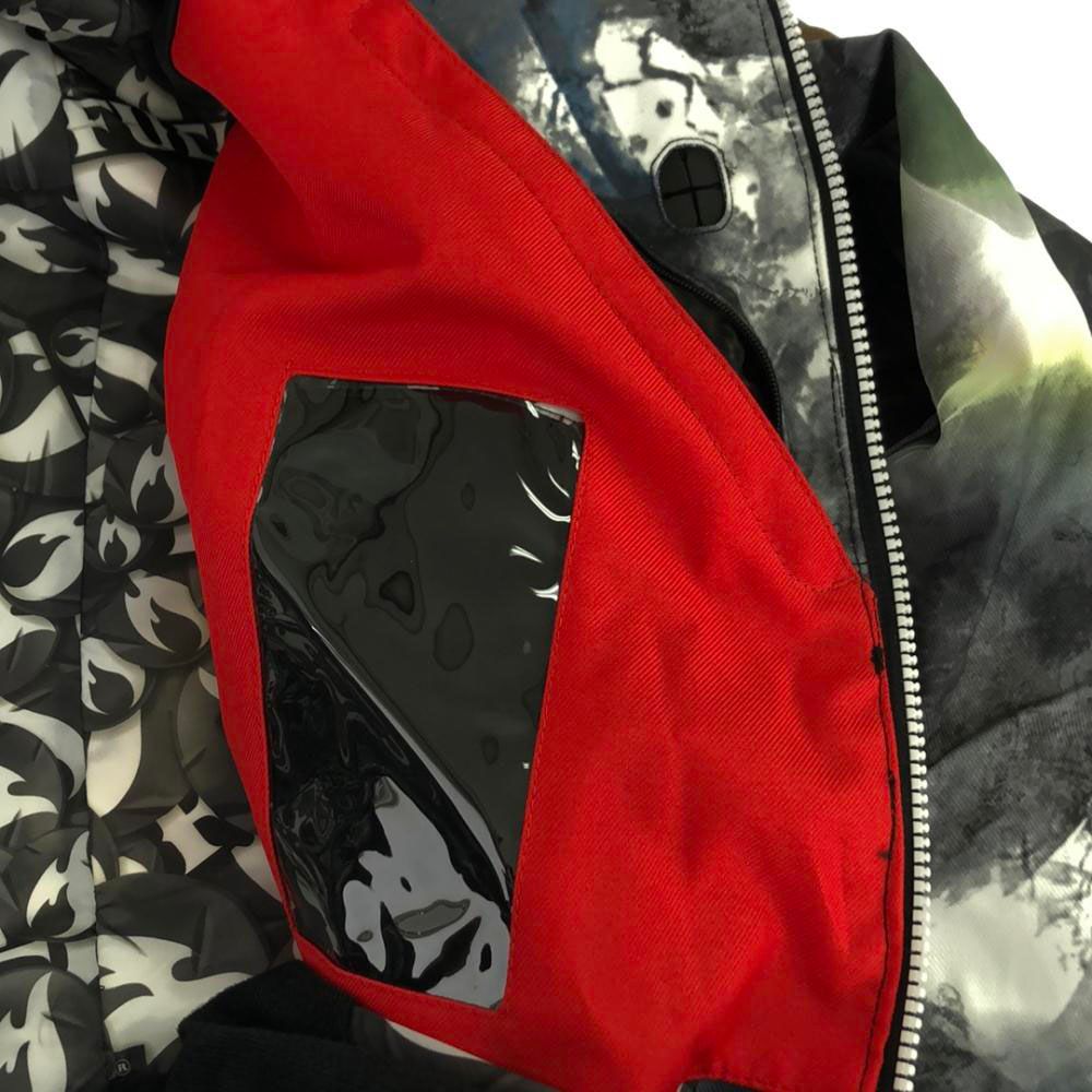 ヒューエル 総柄 スノーボード ジャケット L グレー系 FUEL サムホール付き スノーウェア スキー メンズ ヒューエル 総柄 スノーボード ジャケット L グレー系 FUEL サムホール