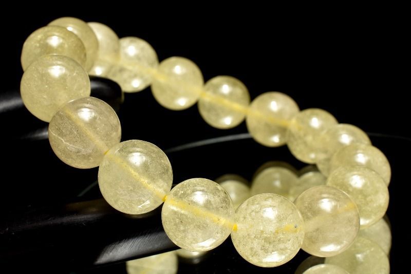 １点物 透明感あり クリストバライト内包 リビアングラス 11.5mm ブレスレット _MA238