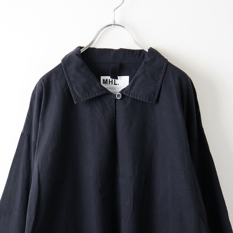 MHL. BLACK WARP COTTON DENIM スモック長袖シャツ