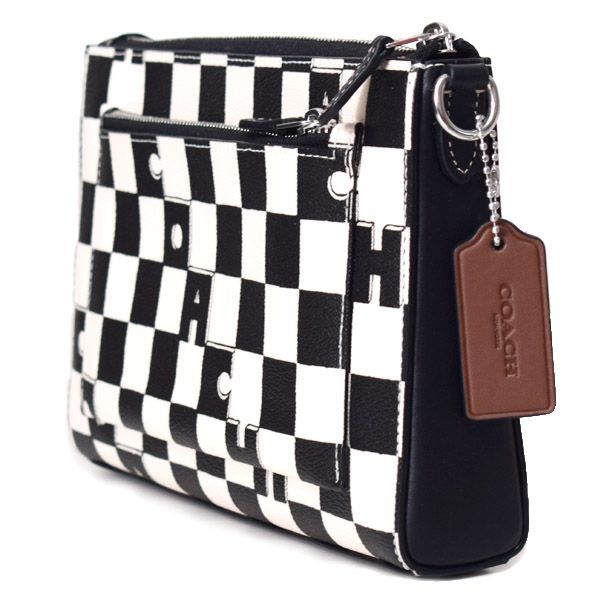 コーチ バッグ COACH PVC レザー チェッカーボード プリント 