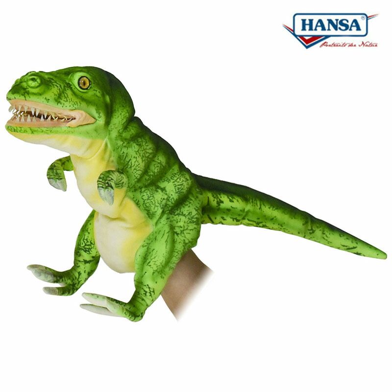 HANSA BH7763 ハンドパペット ティラノサウルス (開口) グリーン 50cm T-REX PUPPET 恐竜 リアル ぬいぐるみ 操り人形 手人形 指人形 腹話術 ハンサ 動物 アニマル 置物 人形 フィギュア 7763