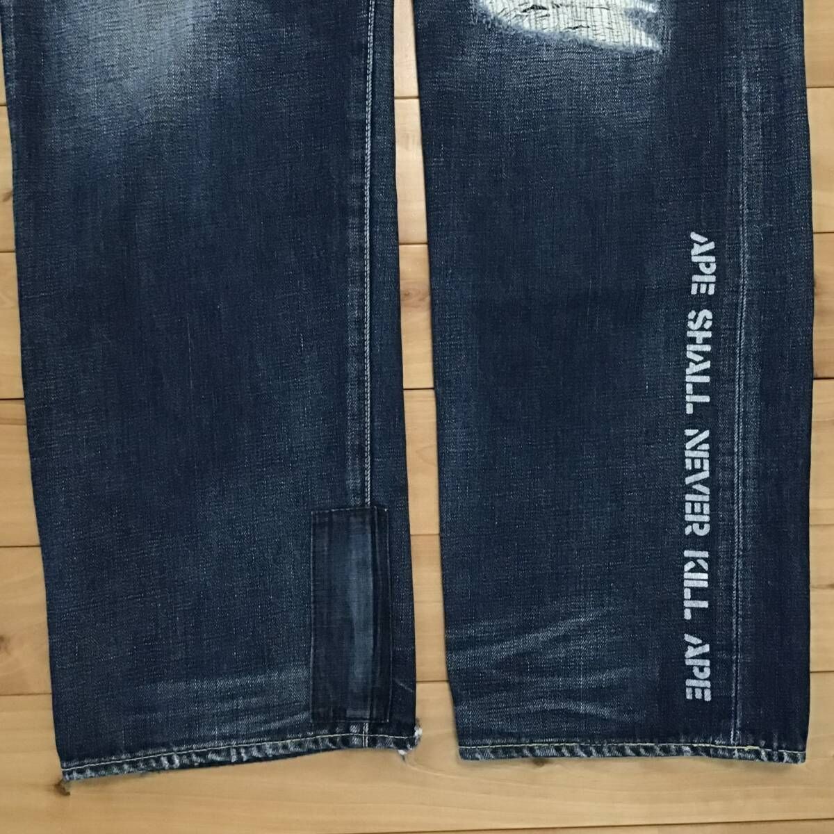 BAPE DAMAGE DENIM PANTS Mサイズ a bathing ape ABC camo ダメージ
