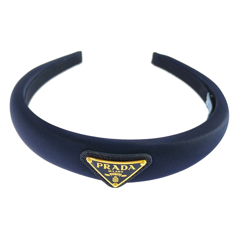 PRADA プラダ 三角ロゴプレート アップサイクル カチューシャ ヘア ヘッド 1IH080_2DMI_F0DMH ネイビー ♀ A レディース 593849