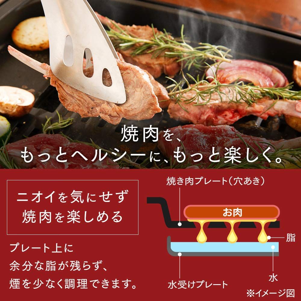 アイリスオーヤマ ホットプレート 煙が出にくい 大型 焼肉プレート 平面プレート たこ焼きプレート 3枚 減煙 蓋付き ブラック APA-137-B WWW_KANDAIZUMI_COM