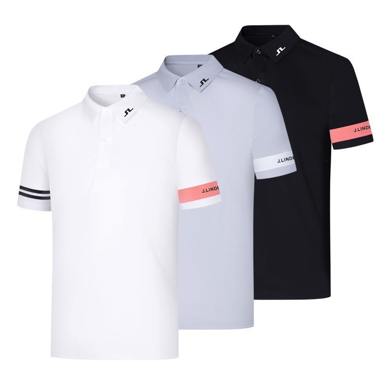 J.LINDEBERG ゴルフトップス メンズ Tシャツ POLO 半袖 夏 ゴルフウェア 白/黒/灰 3色選択可能 S-XXLサイズ