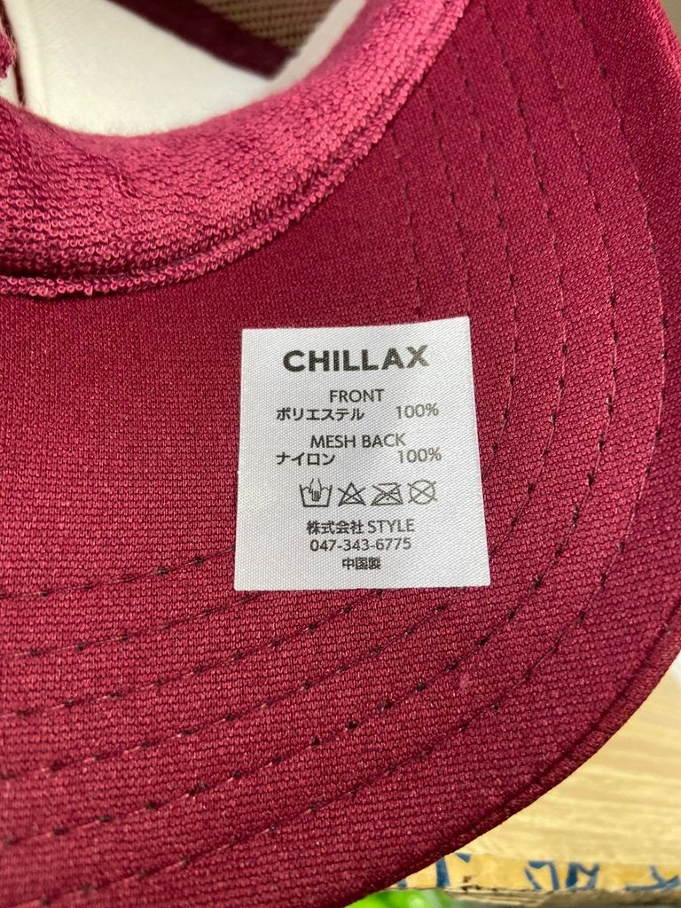 CHILLAX チラックス　サークル　エンジ　ワイン　ワッペン　メッシュキャップ　　otto スナップバック　ユニセックス　サーフ　ストリート　ユニセックス　ロンハーマン　ムラスポ　ニューエラ　CHILL RELAX