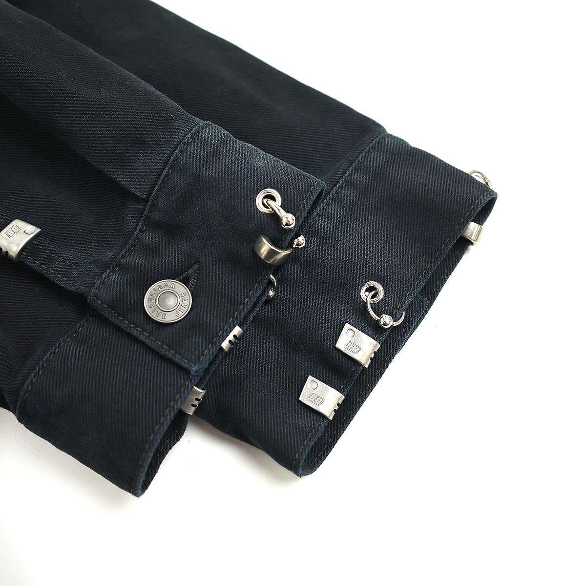 バレンシアガ サイズ:4  24SS  764518 TNW65 ピアス加工オーバーサイズデニムジャケット 中古 SS13 BALENCIAGA バレンシアガ 24SS Pierced Denim Jacket ピアスデニム