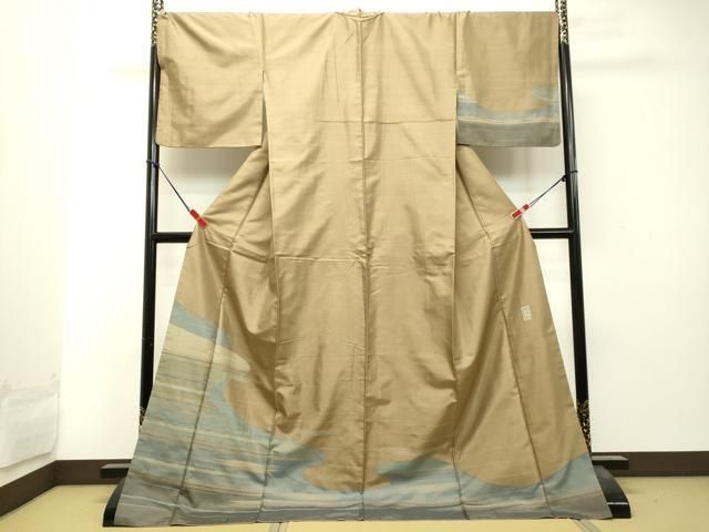 平和屋着物○西陣 じゅらく謹製 訪問着 聚蚕紬 刺繍 抽象文様 正絹